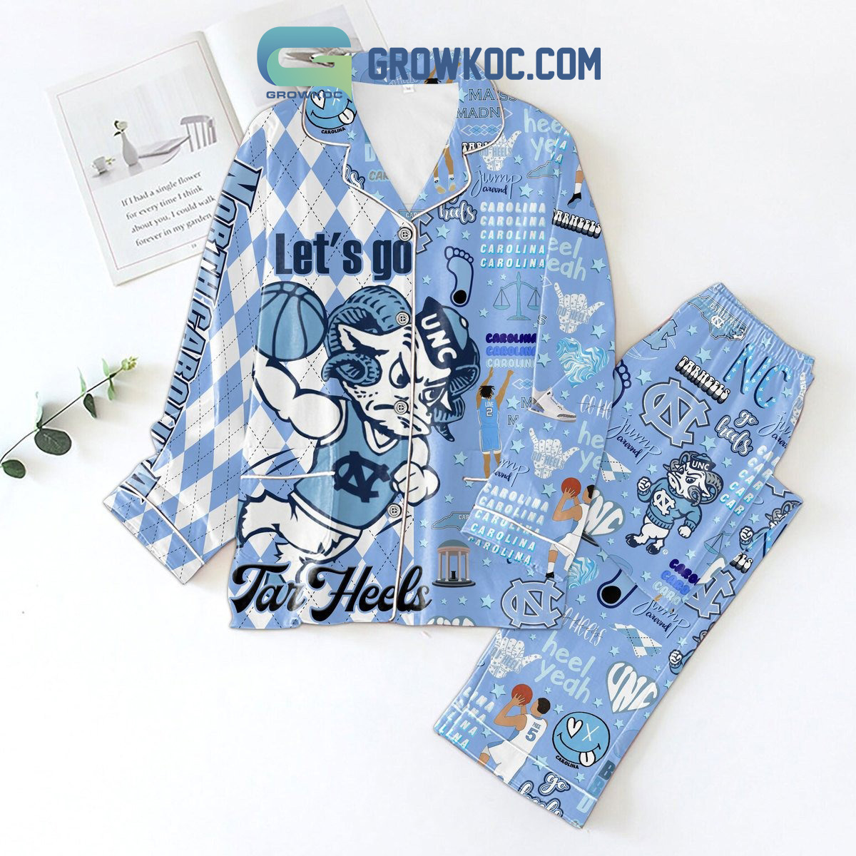 North Carolina Tar Heels Let's Go Polyester Pajamas Set