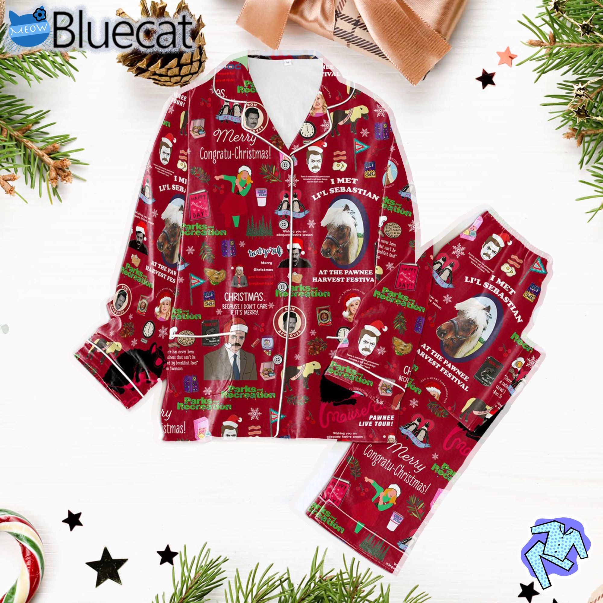 Parks And Recreation Merry Congratu Christmas Pajamas Set