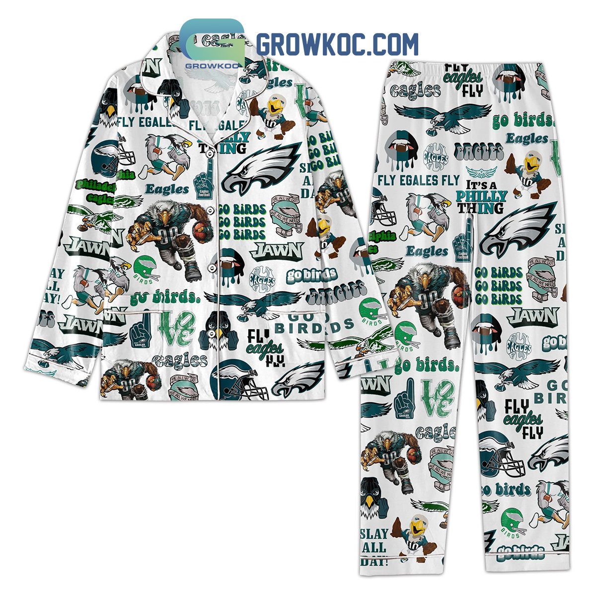 Philadelphia Eagles Go Birds Fly Eagles Fly Pajamas Set