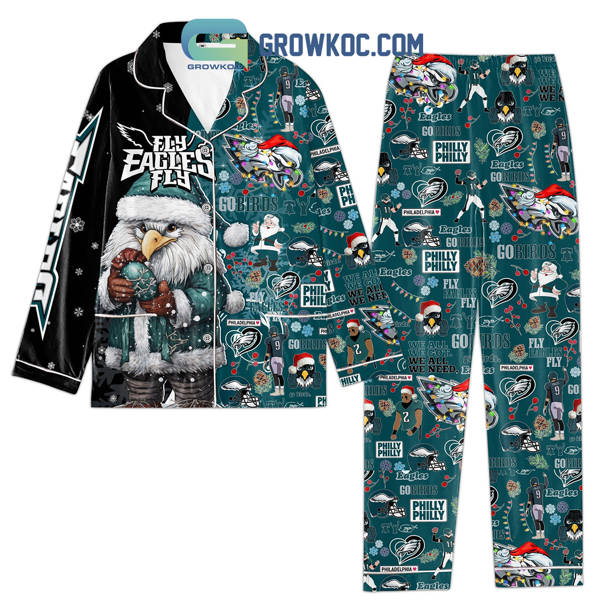 Philadelphia Eagles Go Birds Slay All Day Pajamas Set