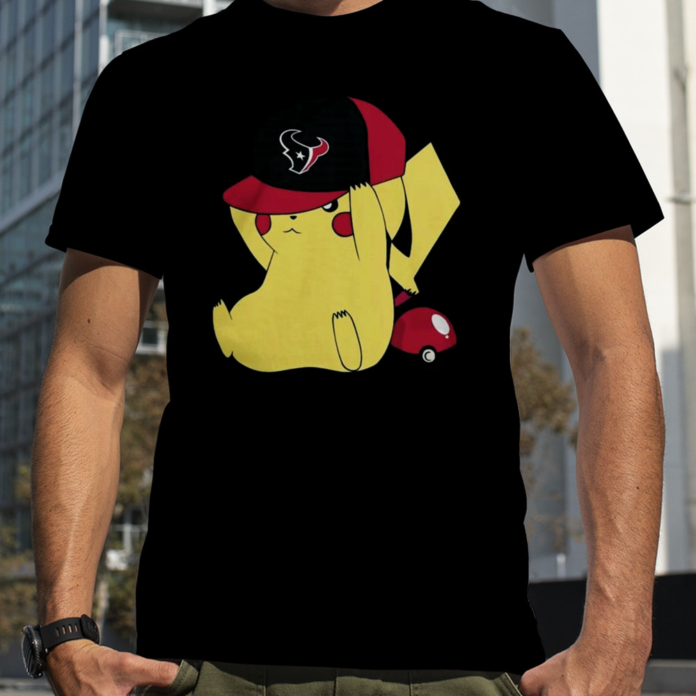 Pikachu Wear The Hat Houston Texans Football Logo T-shirts