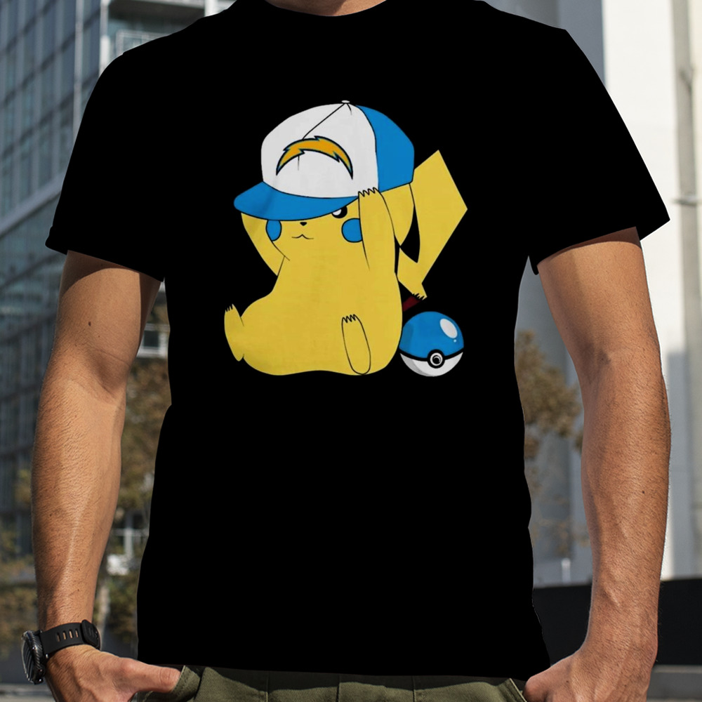 Pikachu Wear The Hat Los Angeles Chargers Football Logo T-shirts