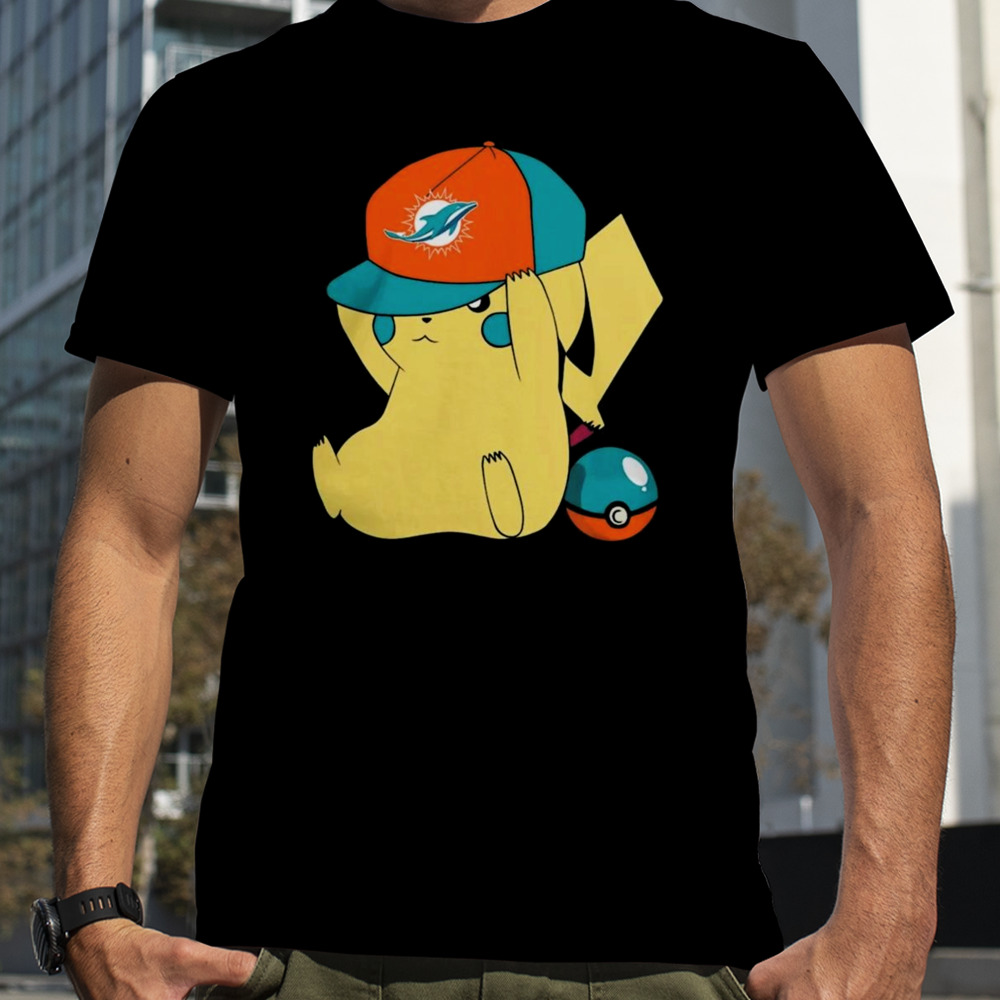 Pikachu Wear The Hat Miami Dolphins Football Logo T-shirts