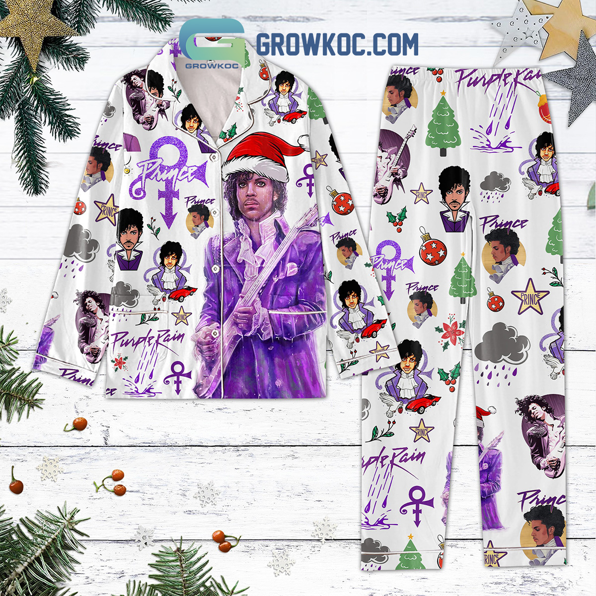 Prince Purple Rain Merry Christmas Pajamas Set