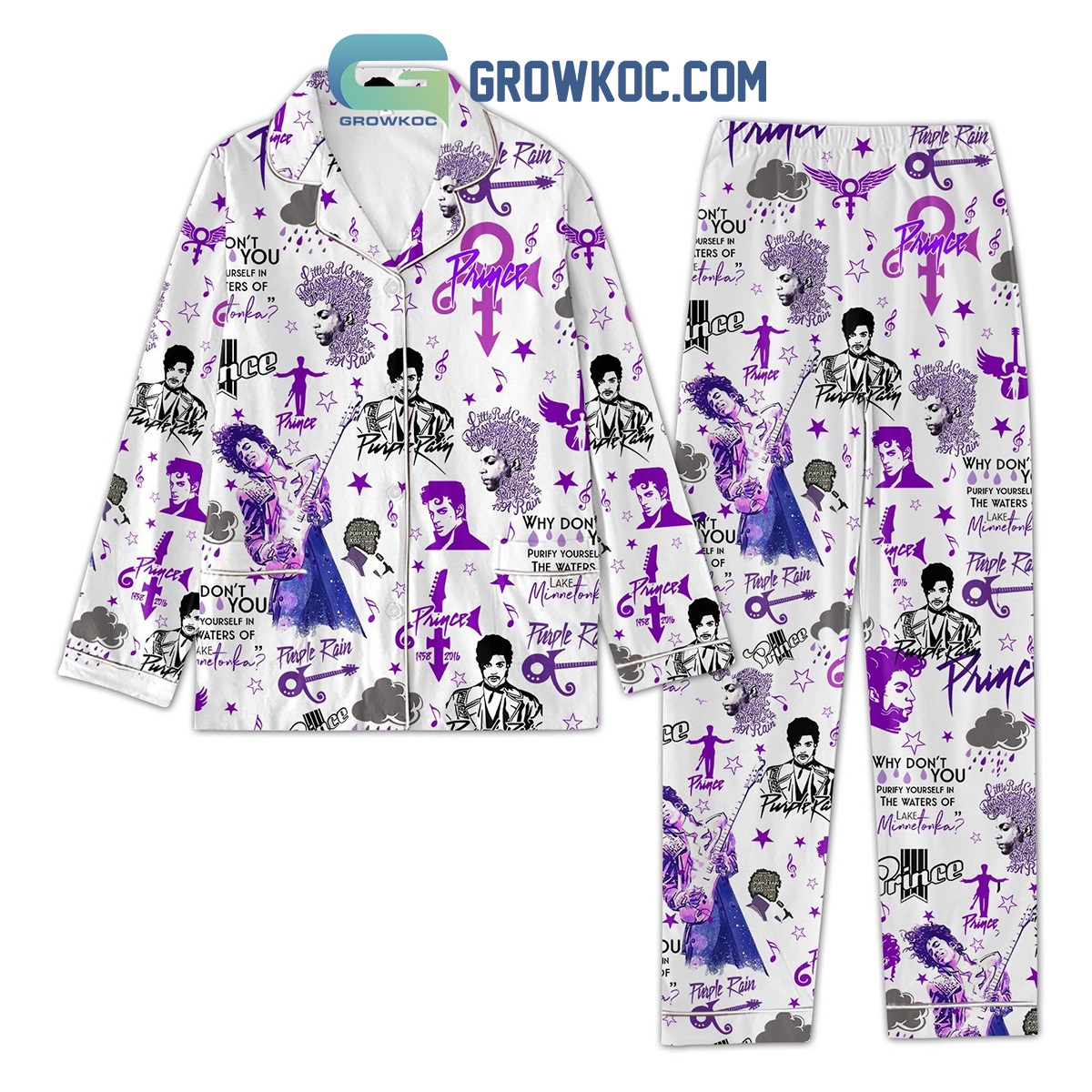 Prince Purple Rain Why Don't You Purify Yourself In The Waters Of Lake Pajamas Set