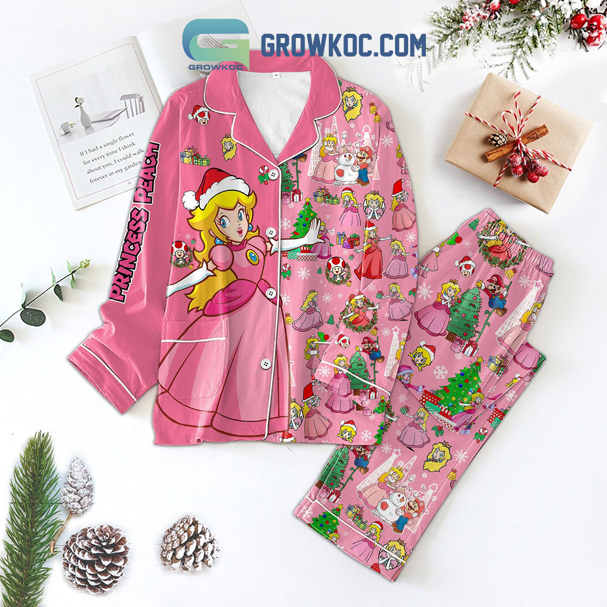 Princess Peach Merry Christmas Pajamas Set