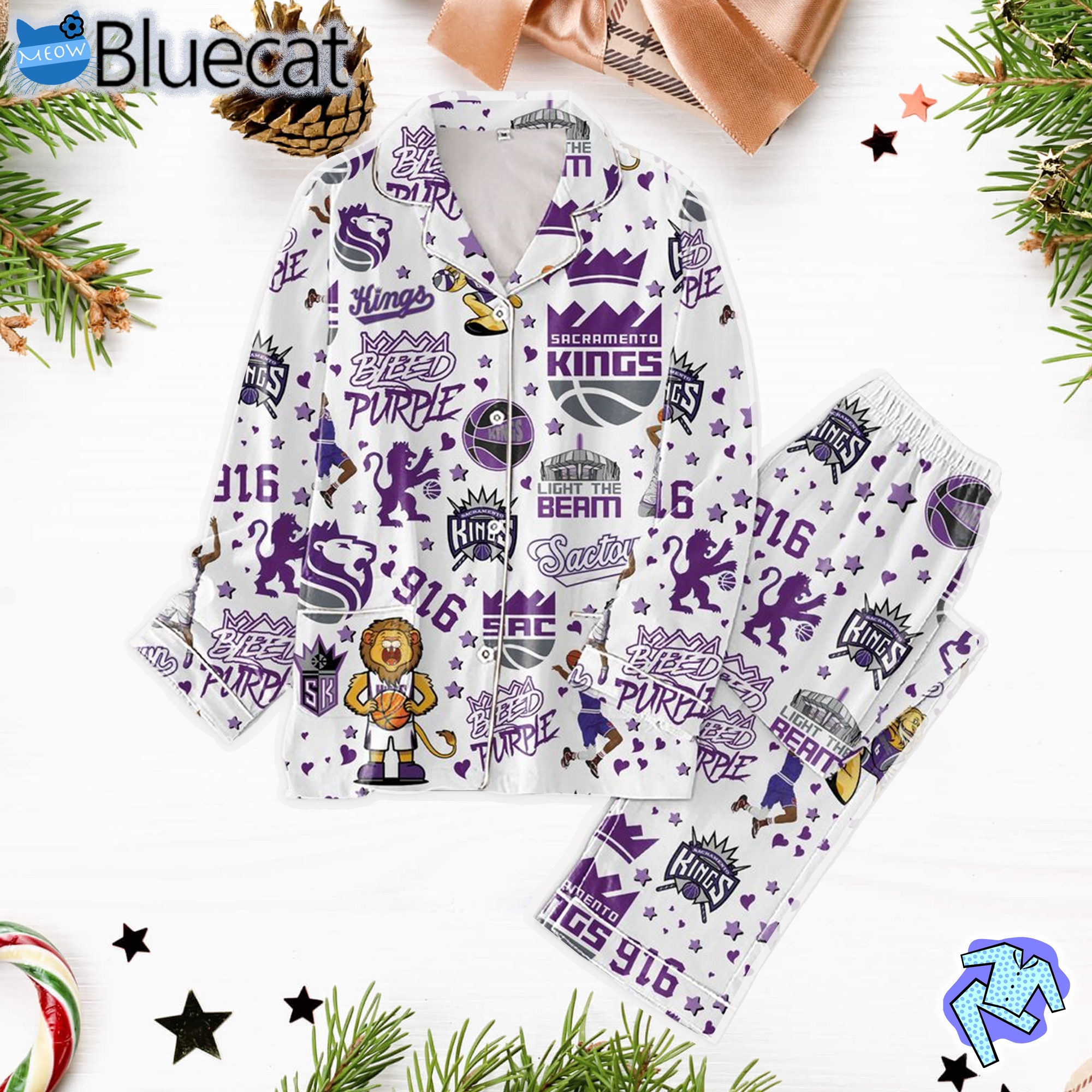 Sacramento Kings Bleed Purple 916 Light The Beam Pajamas Set