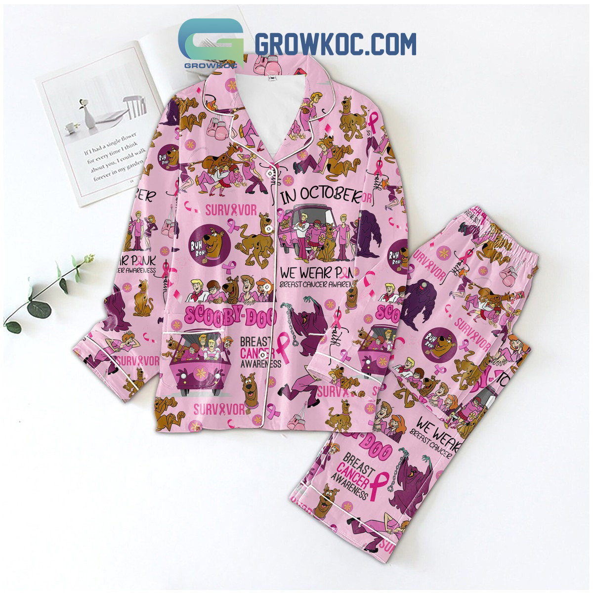 Scooby Doo Breast Cancer Awarness In October Pajamas Set