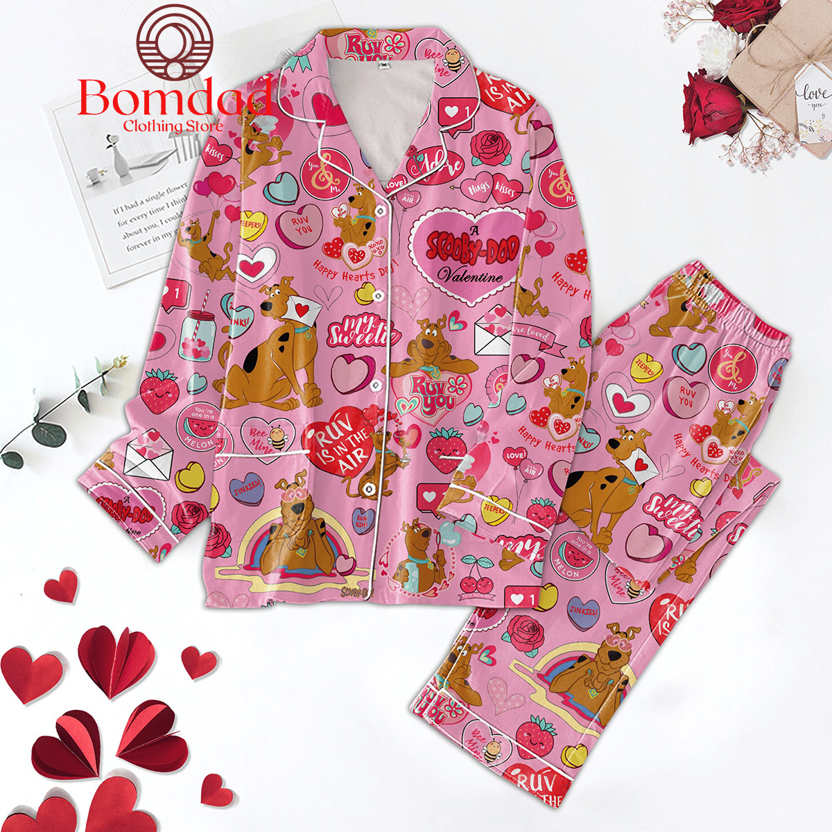 Scooby Doo Valentine Happy Hearts Day Pajamas Set - Bomdad