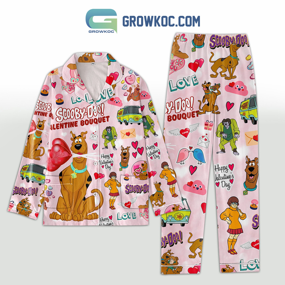 Scooby-Doo Love Bouquet Valentine Polyester Pajamas Set