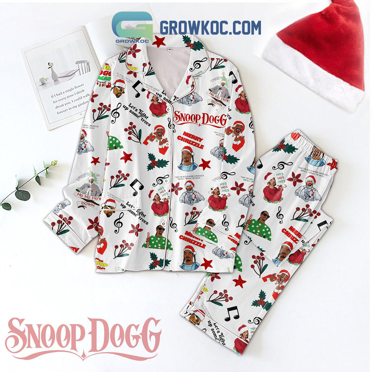 Snoop Dogg Ho's Ho's Ho's Merry Chrizzle Christmas Polyester Pajamas Set