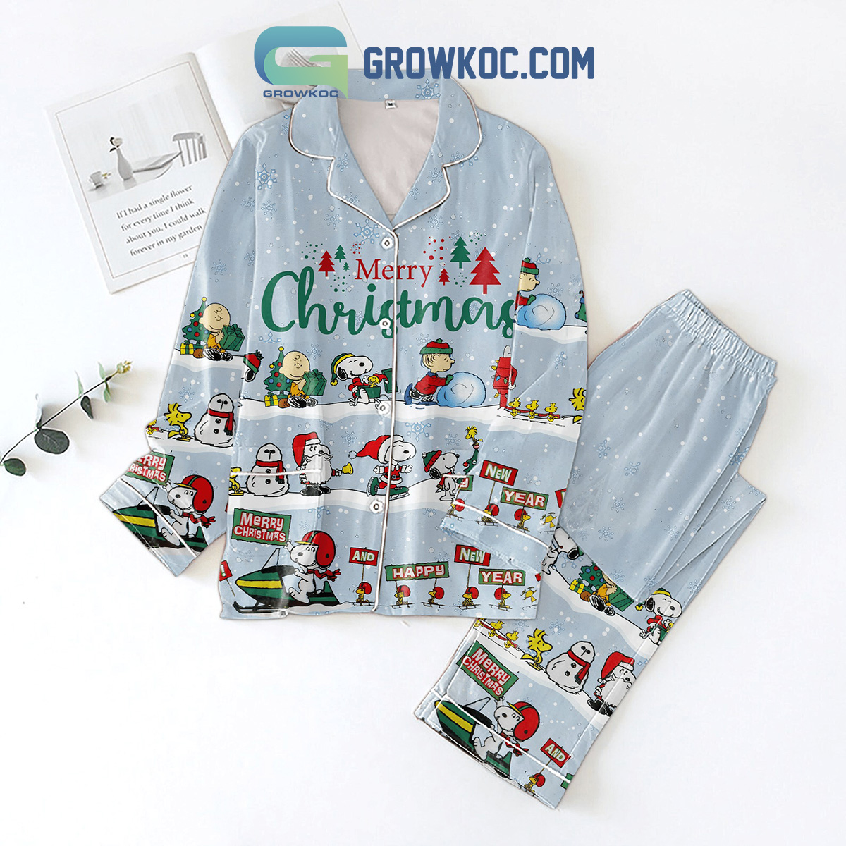 Snoopy Peanuts Merry Christmas And Happy New Year Pajamas Set