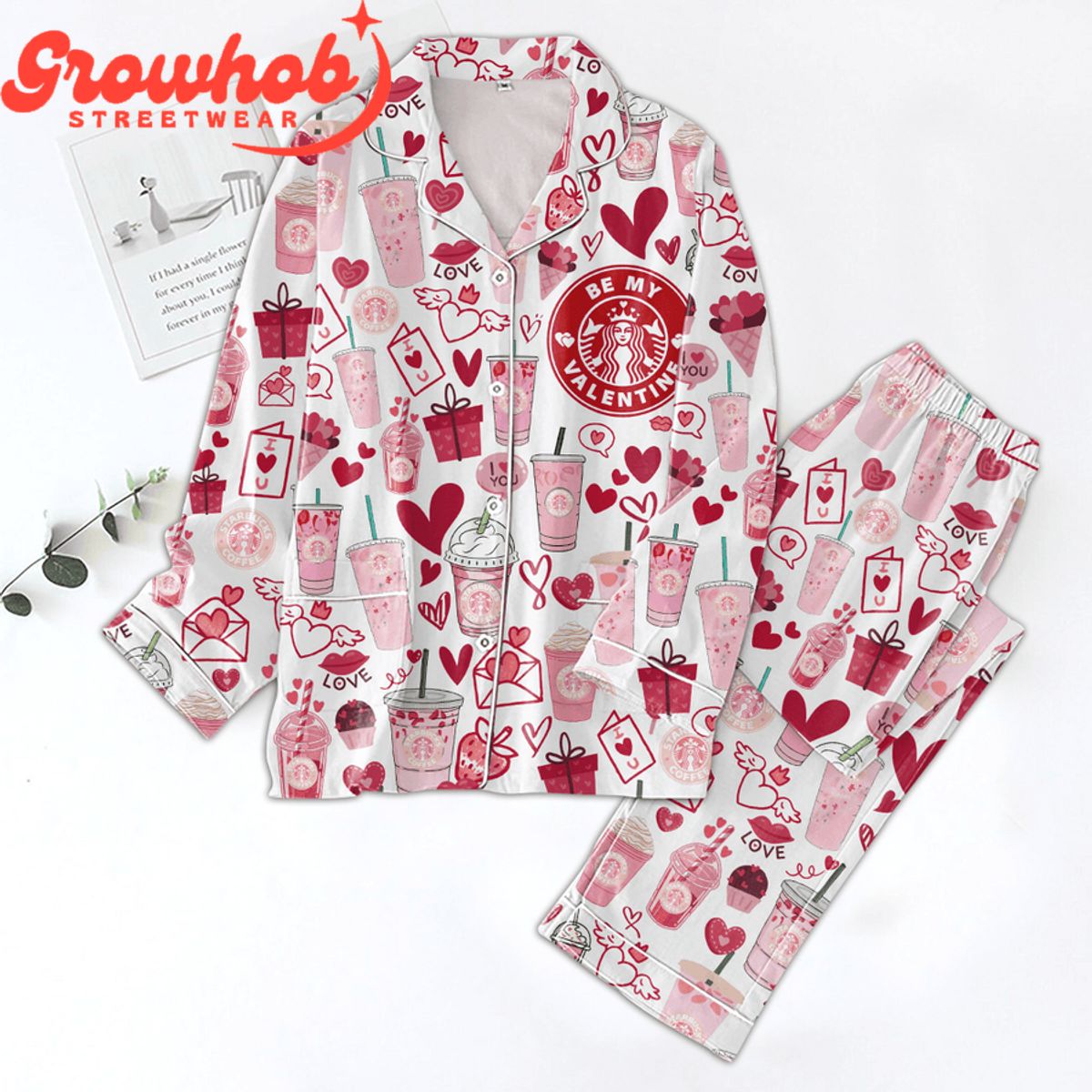 Starbucks Coffee Be My Valentine Polyester Pajamas Set