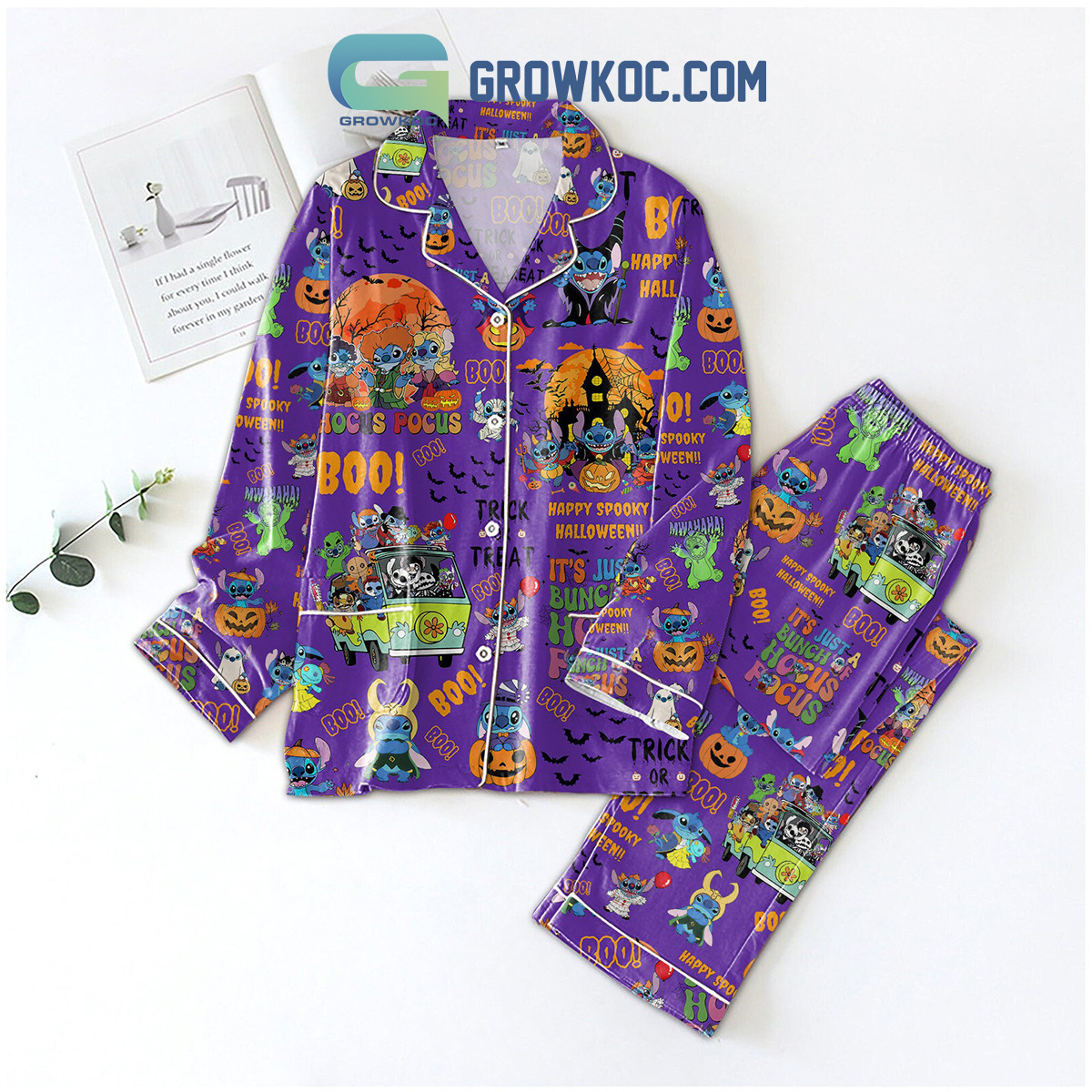 Stitch And Hocus Pocus Trick Or Treat Happy Halloween Pajamas Set