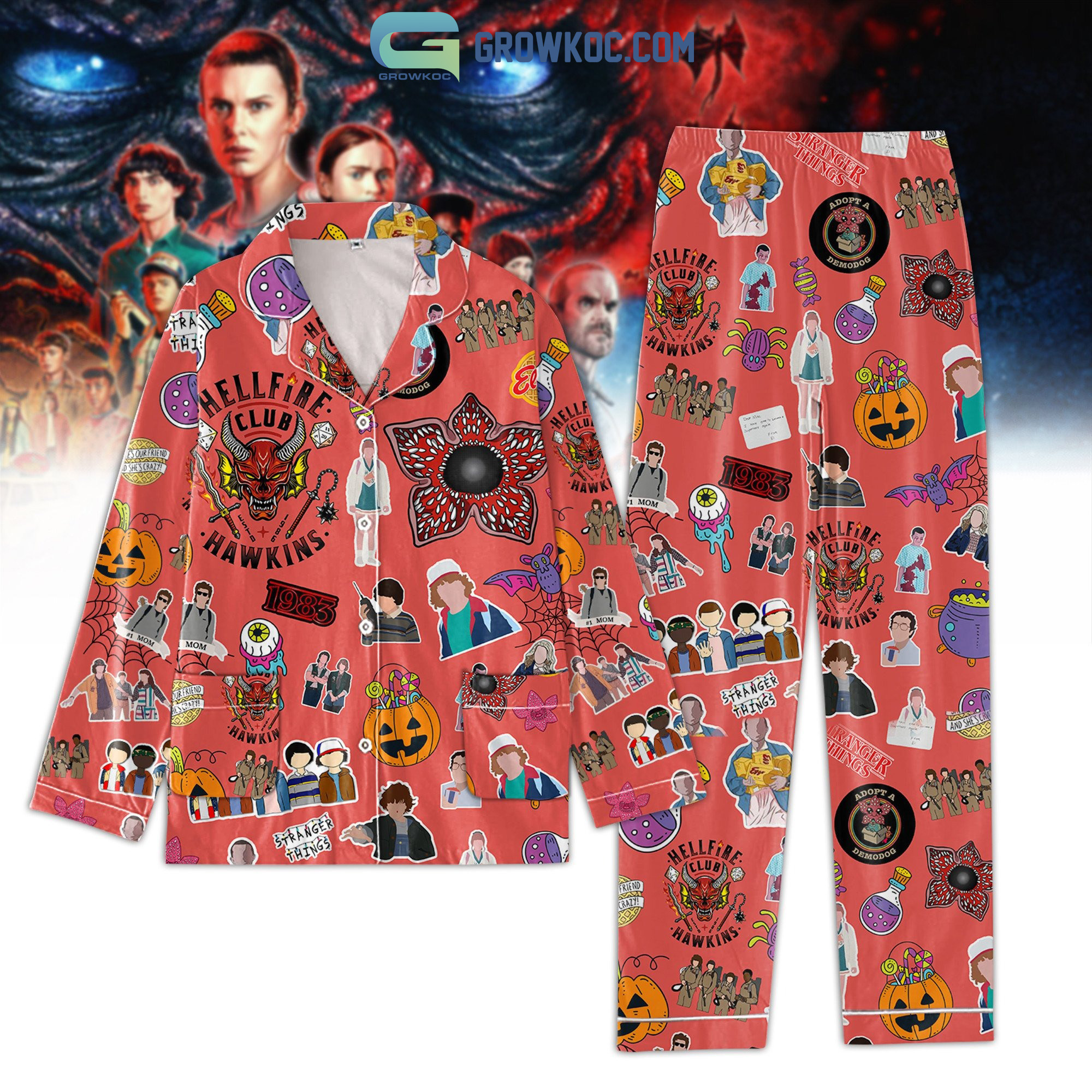 Stranger Things Hellfire Club Hawkins Pajamas Set