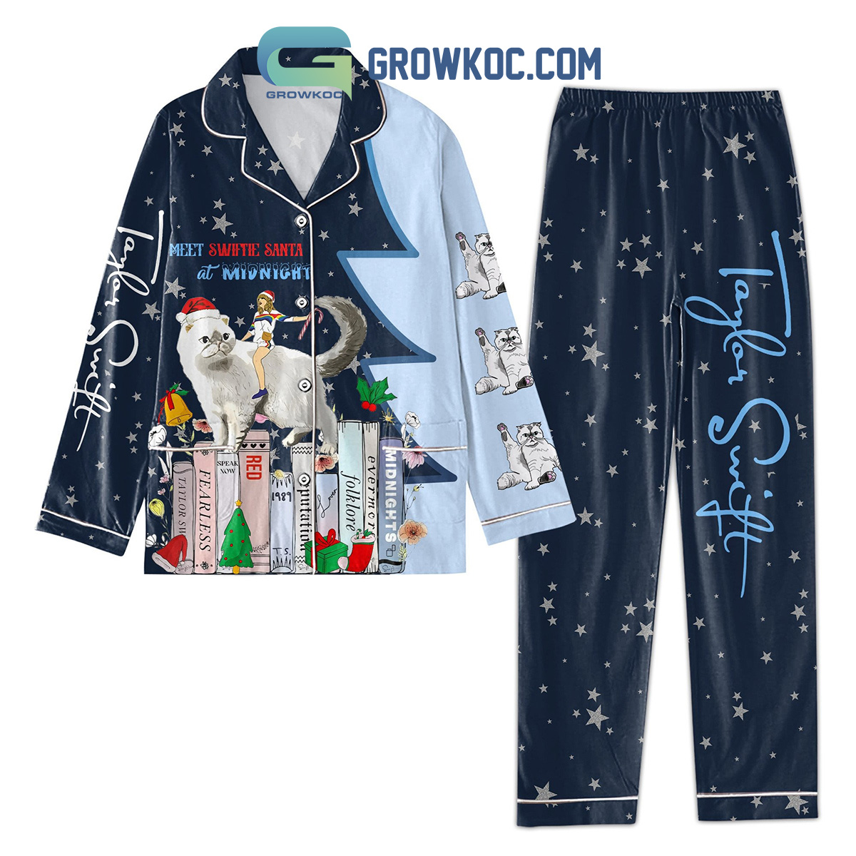 Taylor Swift Meet Swiftie Santa At Midnight Pajamas Set