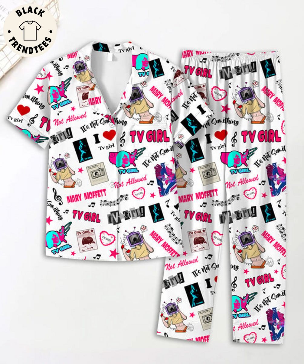 TV Girl Mary Moffett Not Allowed Music Note White Pijamas Set_