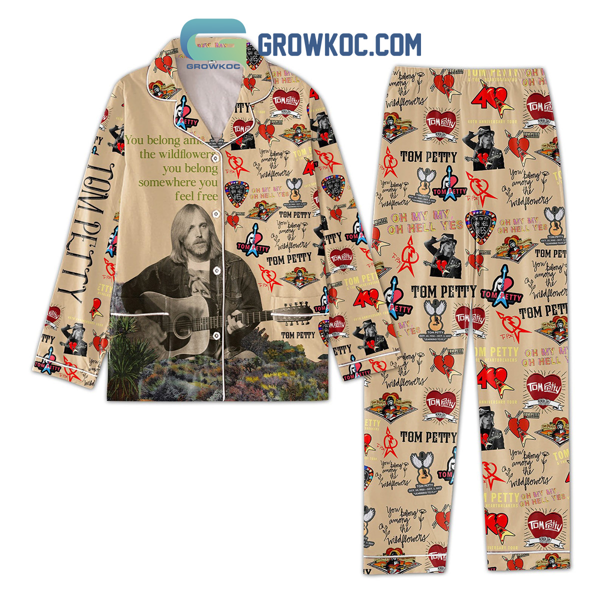 Tom Petty Oh Hell Yes Polyester Pajamas Set