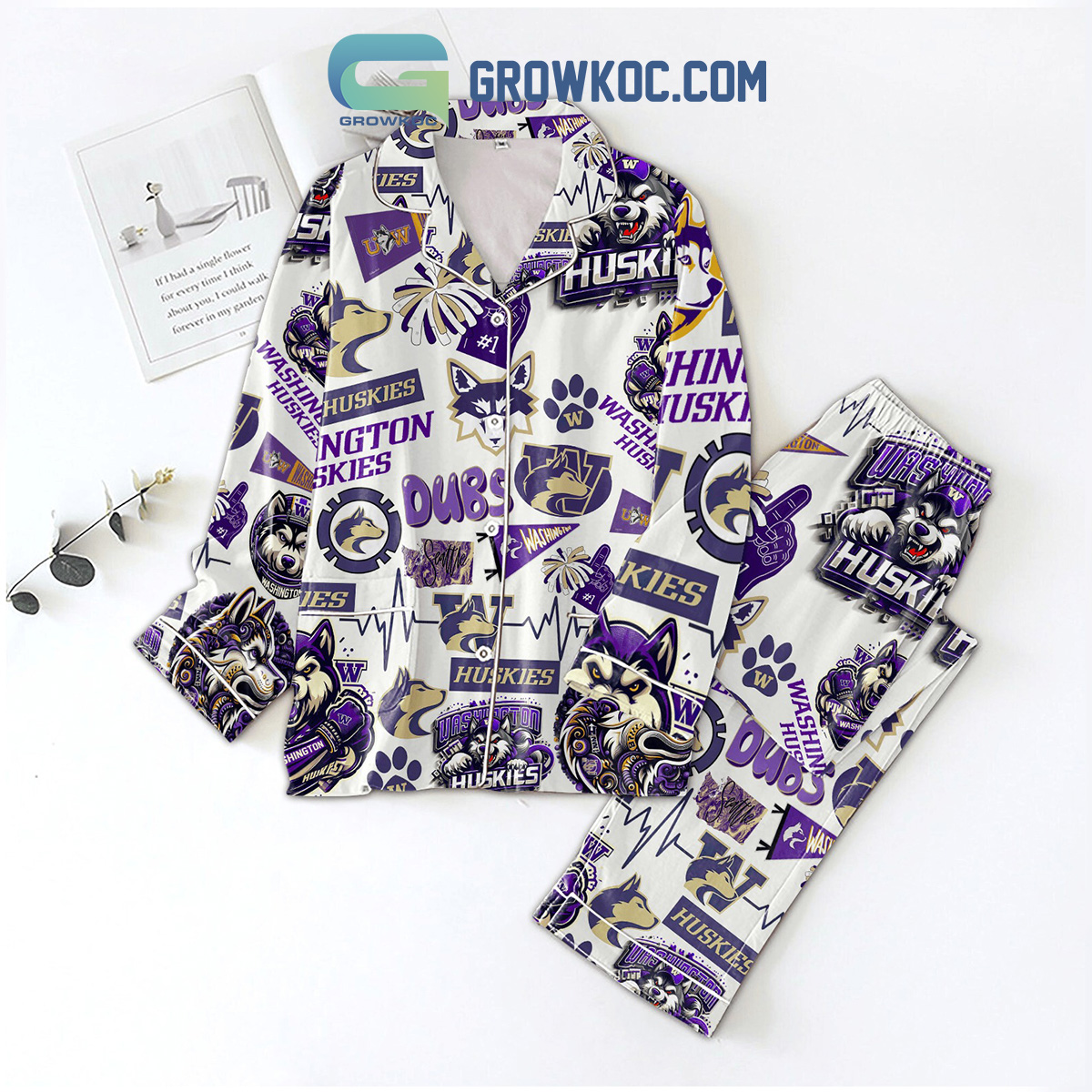 Washington Huskies Dubs Champs Polyester Pajamas Set