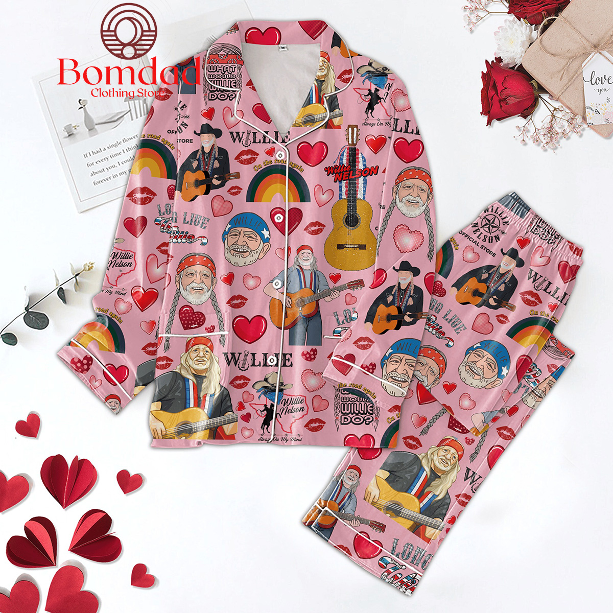 Willie Nelson Valentine What Would Willie Do Pajamas Set - Bomdad