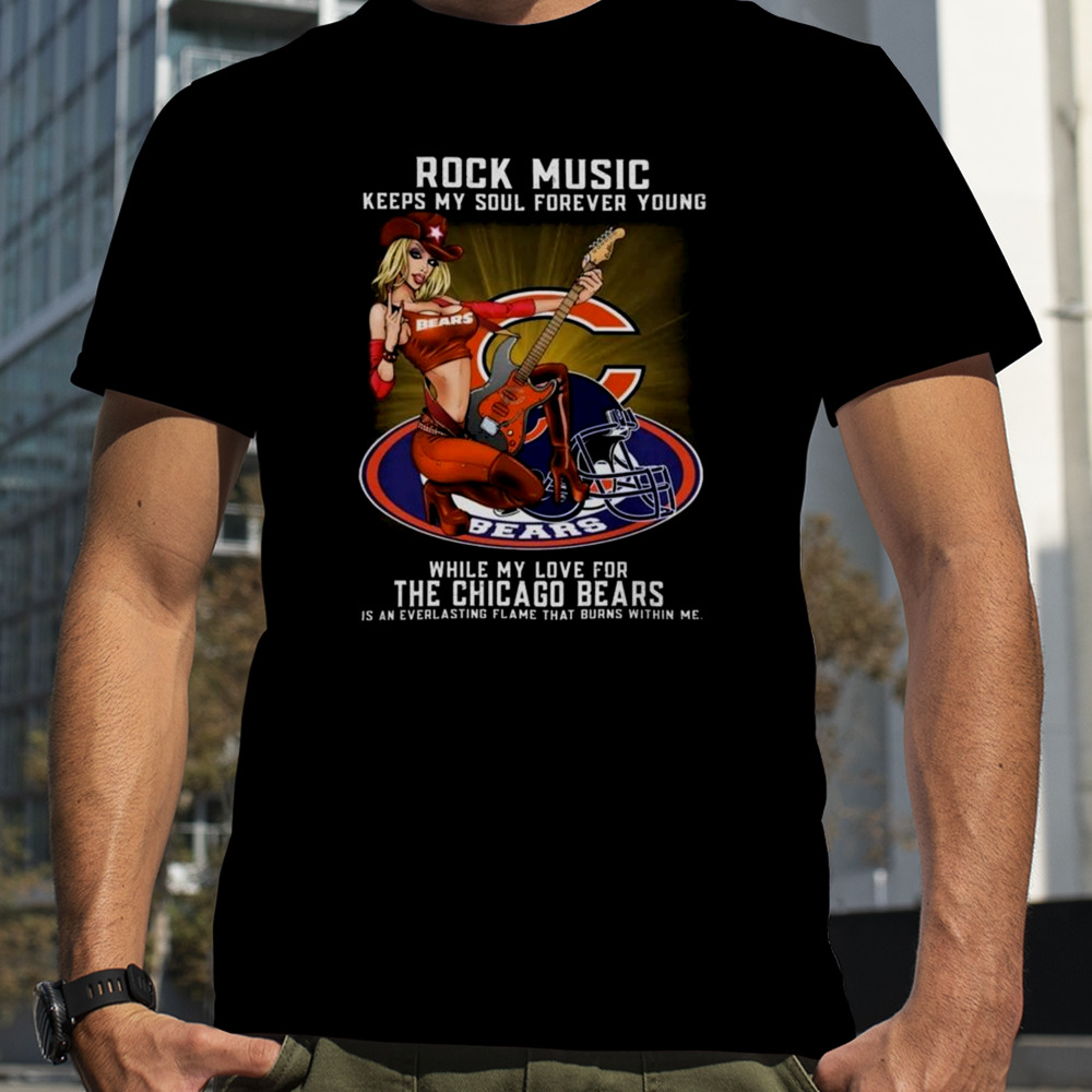 Chicago Bears Rock Music Keep My Soul Forever Young 2024 T-Shirt