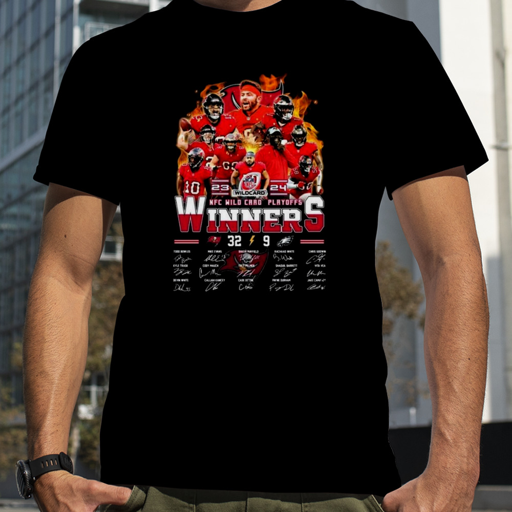 23 – 24 NFC Wild Card Playoffs Winners Tampa Bay Buccaneers 32 – 9 Philadelphia Eagles Signatures T-Shirt