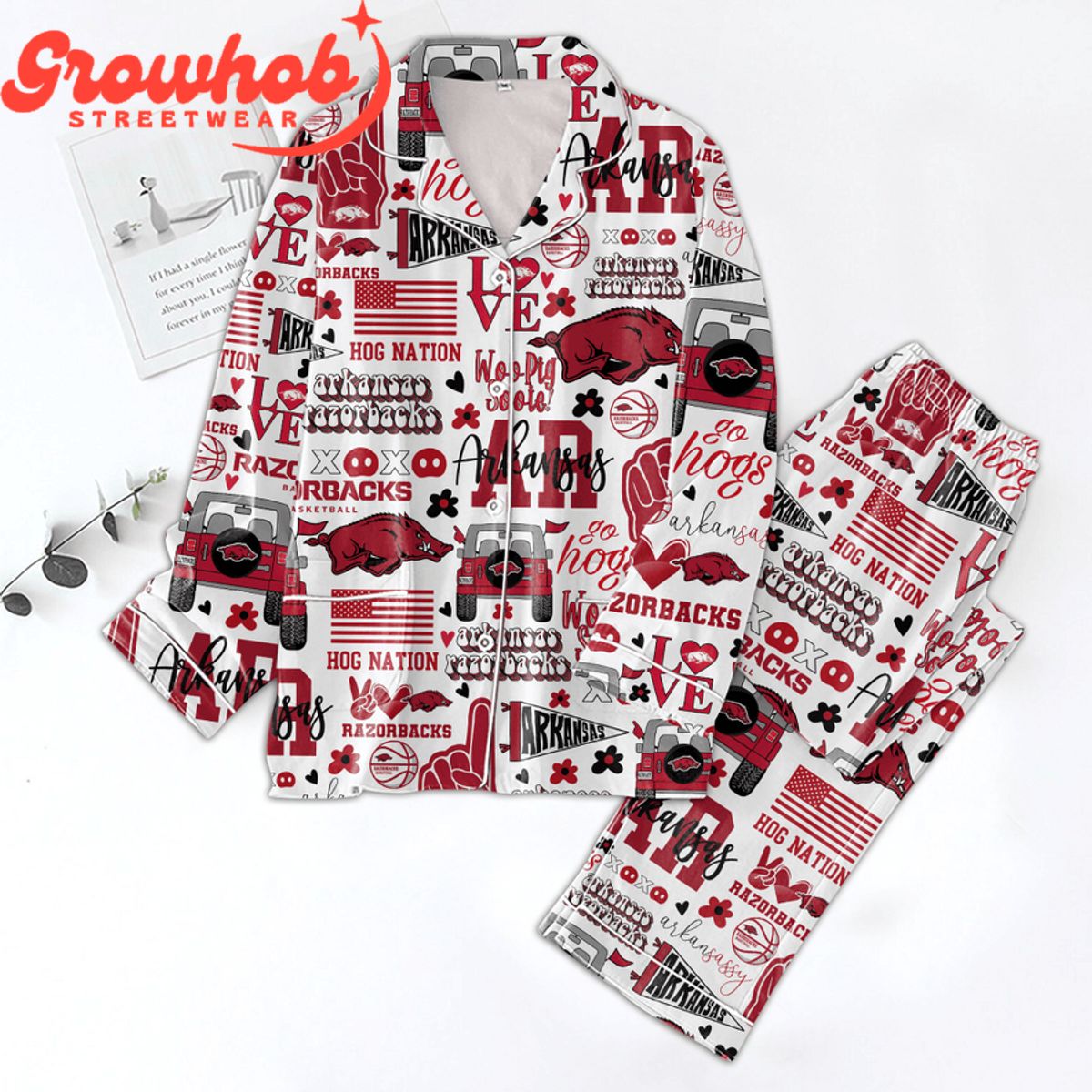 Arkansas Razorbacks Proud Fan Love Polyester Pajamas Set