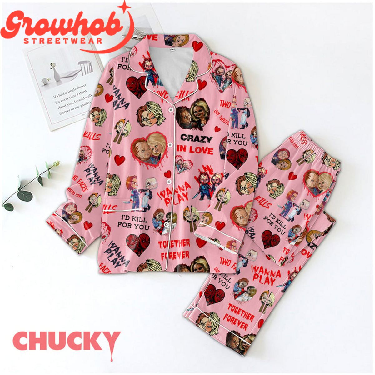 Chucky Valentine Polyester Pajamas Set