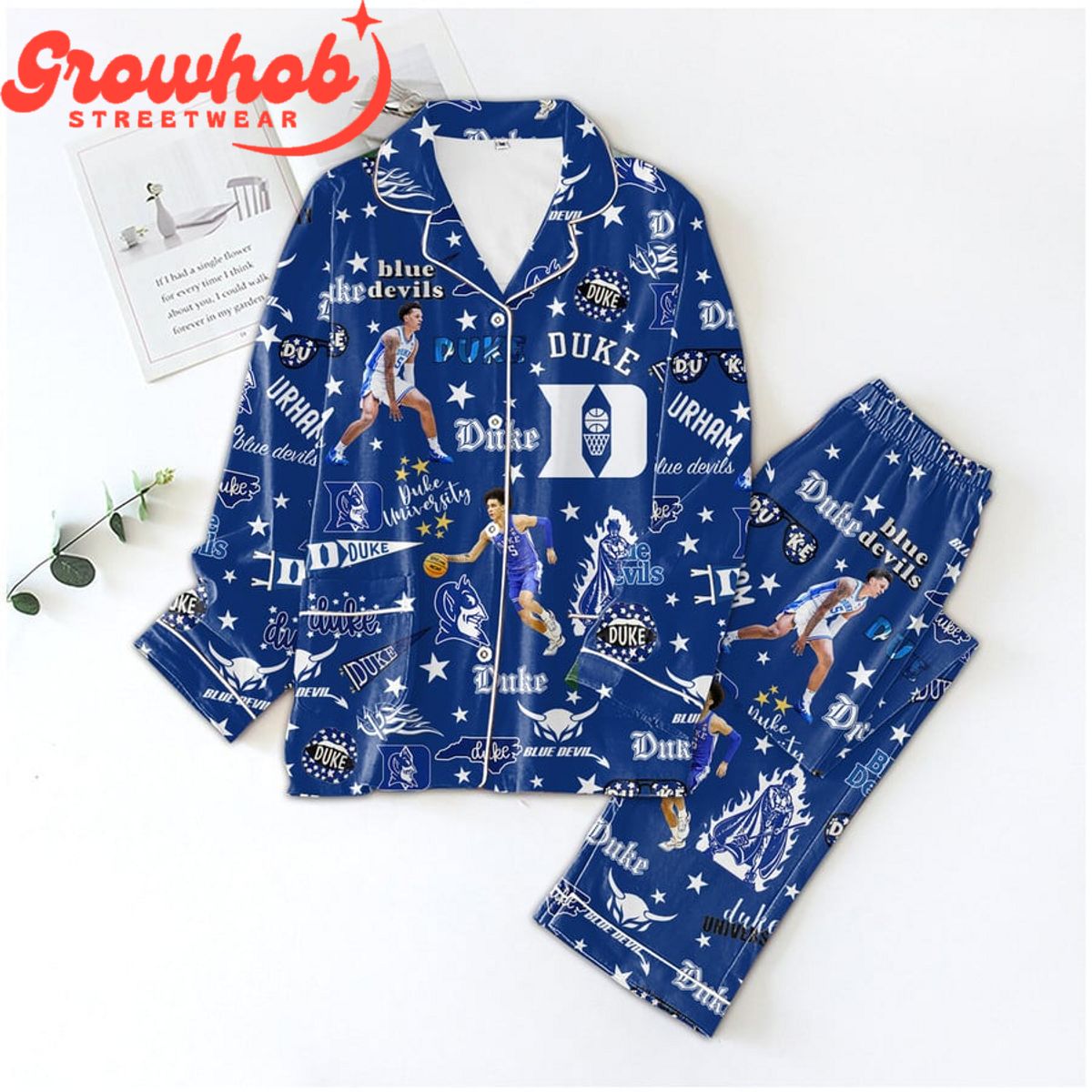 Duke Blue Devils Go Blue Devils Polyester Pajamas Set