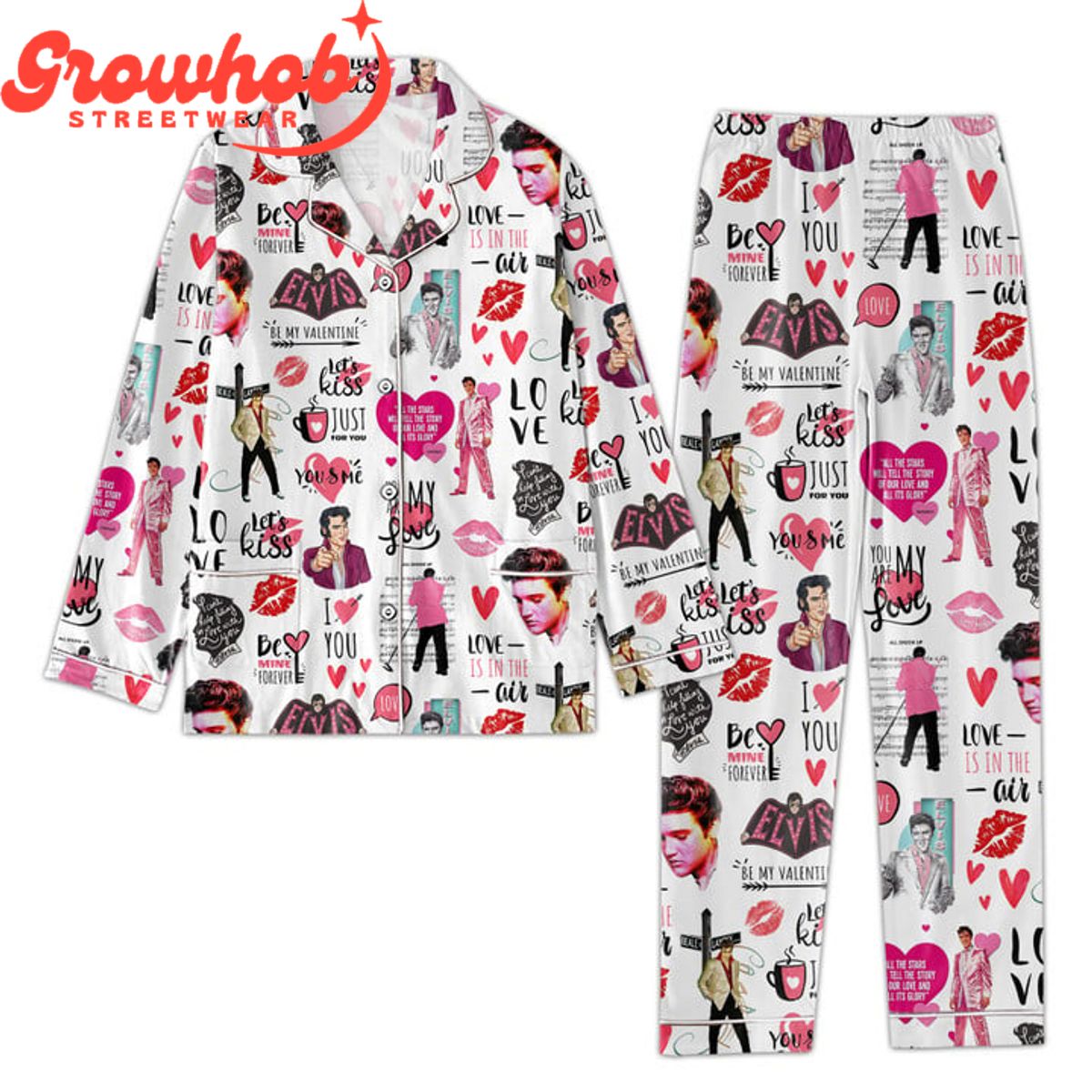 Elvis Presley You're My Love Polyester Pajamas Set White