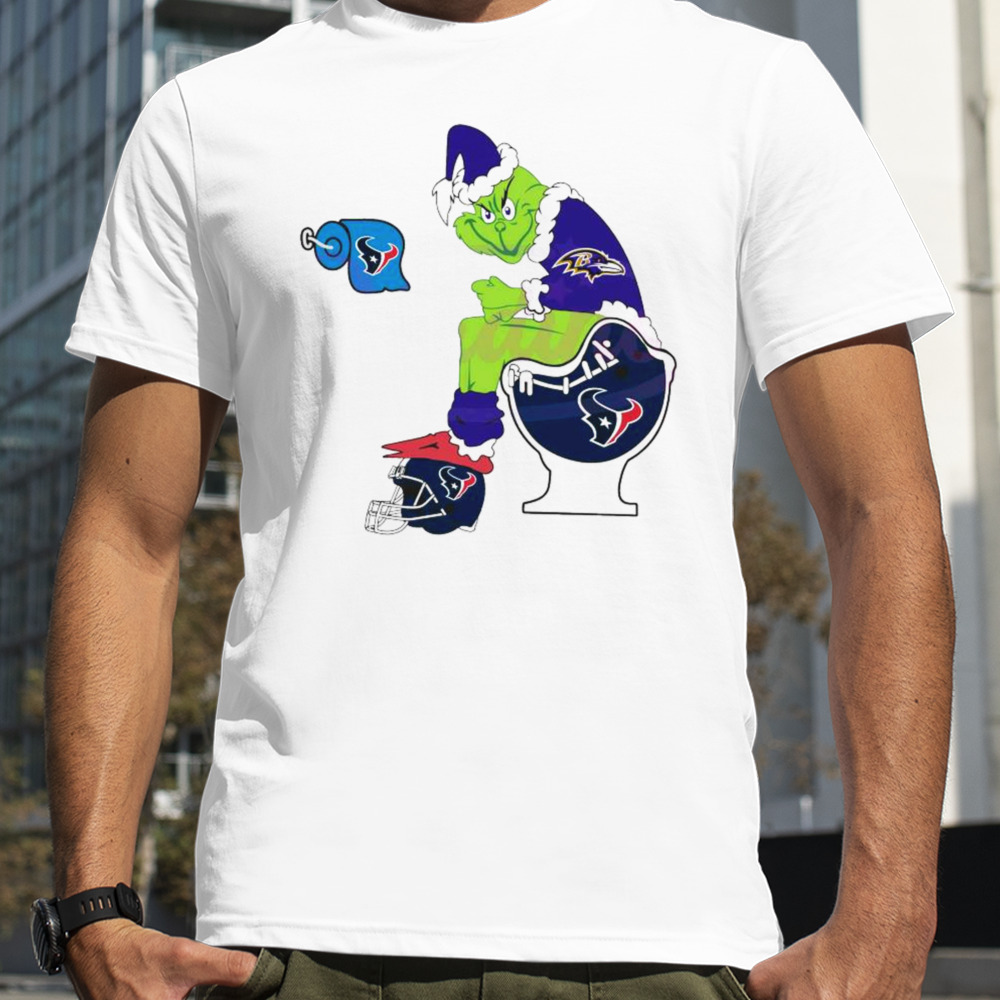 Grinch Baltimore Ravens Toilet Houston Texans Football 2023 2024 Playoffs Shirt