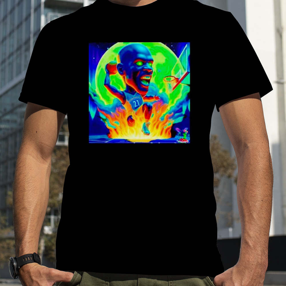 Kevin Garnett KG he’s on fire Psychedelic meme Minnesota Timberwolves shirt