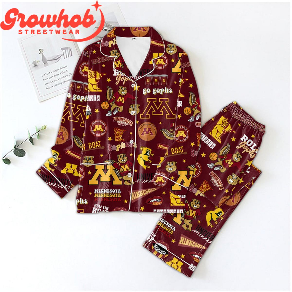 Minnesota Golden Gophers Fan Love Polyester Pajamas Set