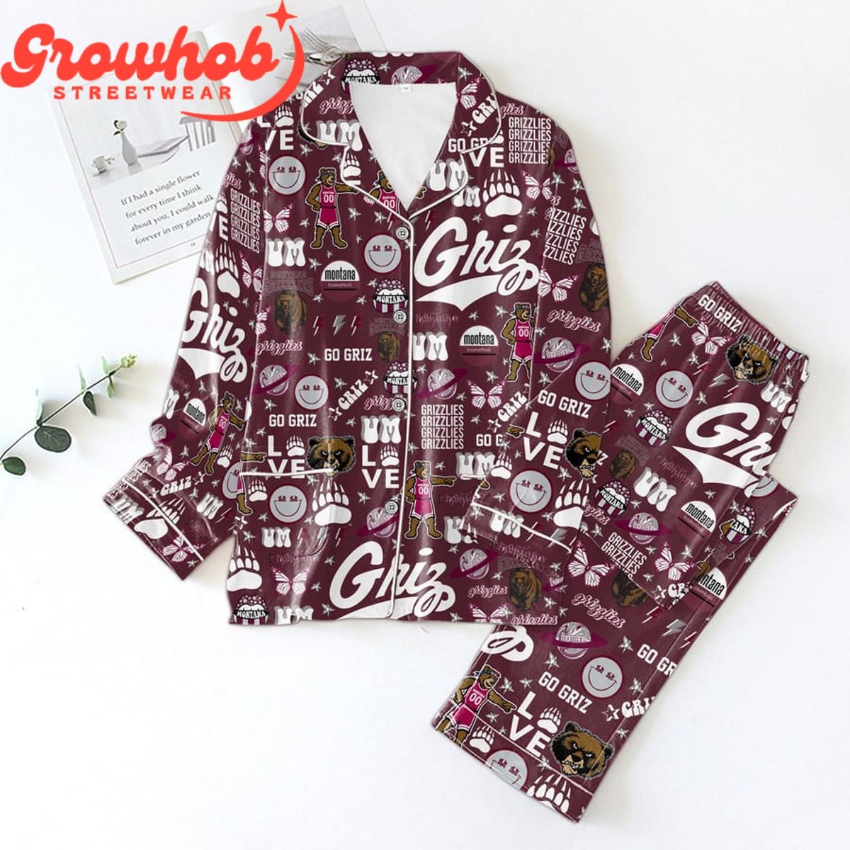 Montana Grizzlies Go Griz Polyester Pajamas Set