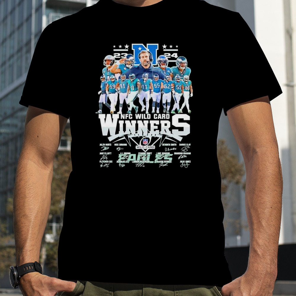 Philadelphia Eagles 2024 Nfc Wild Card Winners Ealges Signatures T-shirt