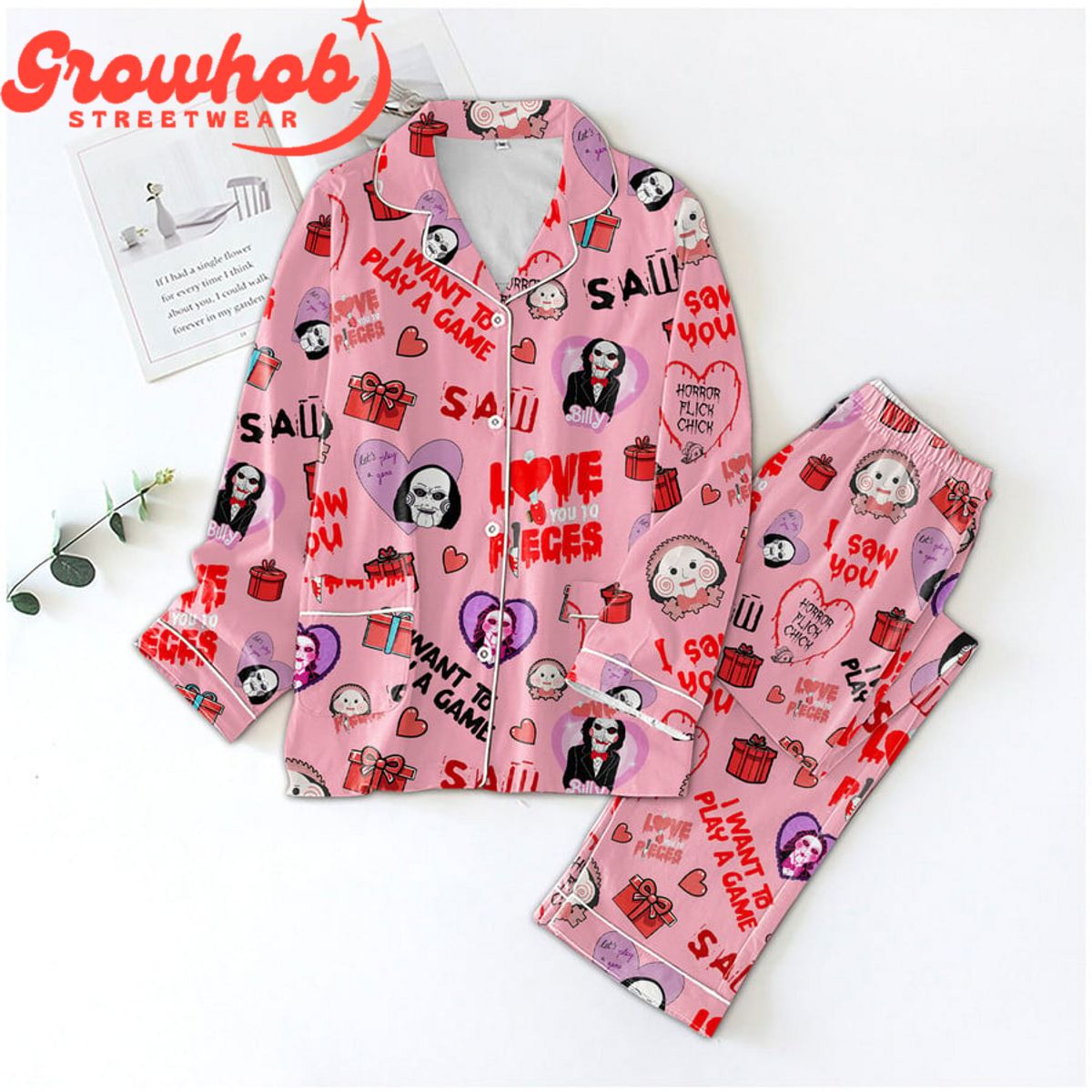 Saw Horror Valentine Polyester Pajamas Set