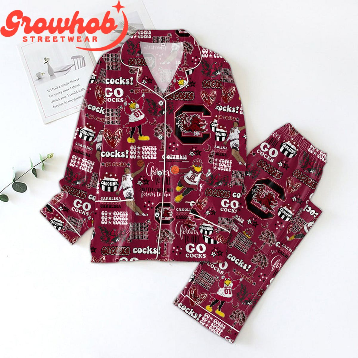 South Carolina Gamecocks Fan Love Polyester Pajamas Set