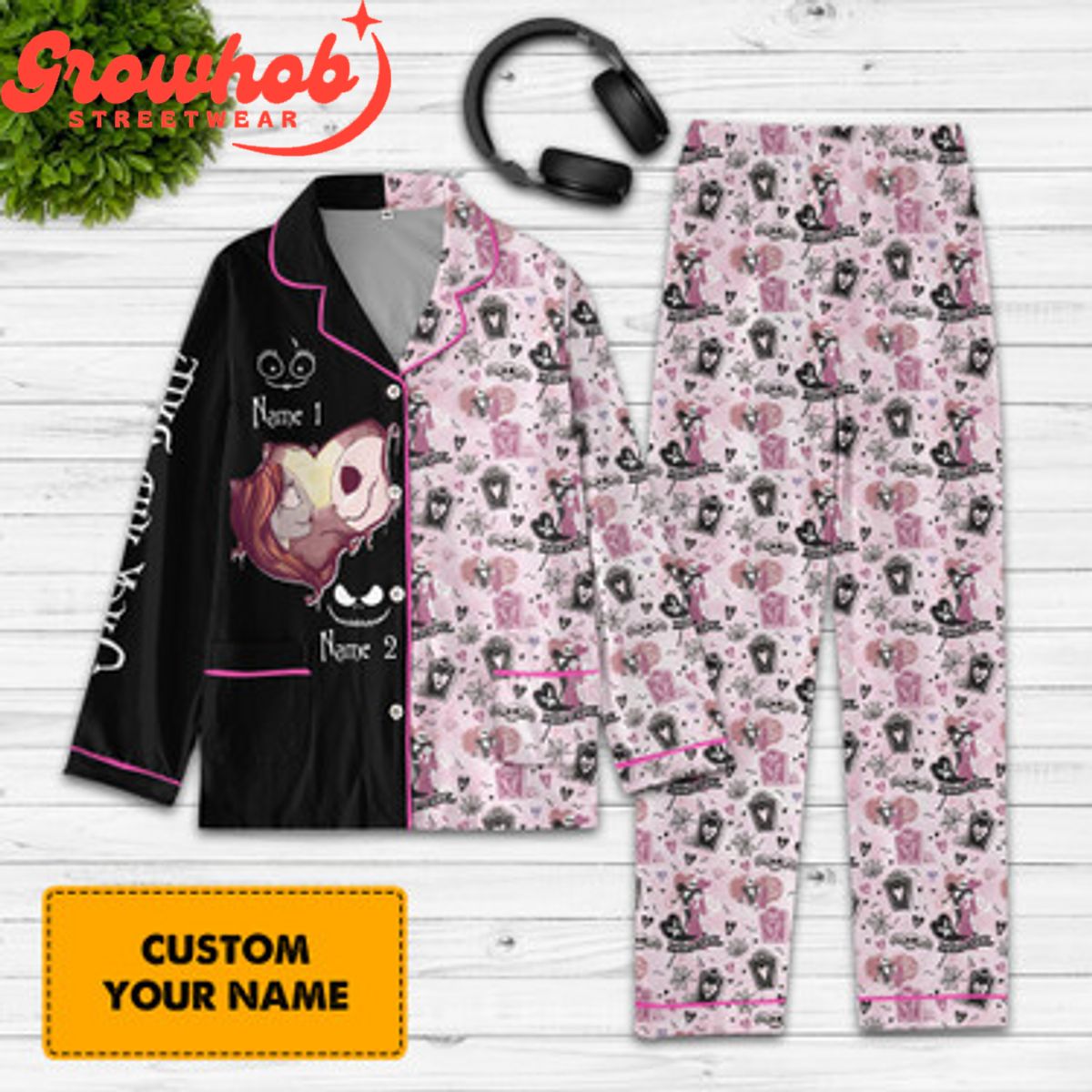 The Nightmare Before Christmas Valentine Personalized Polyester Pajamas Set