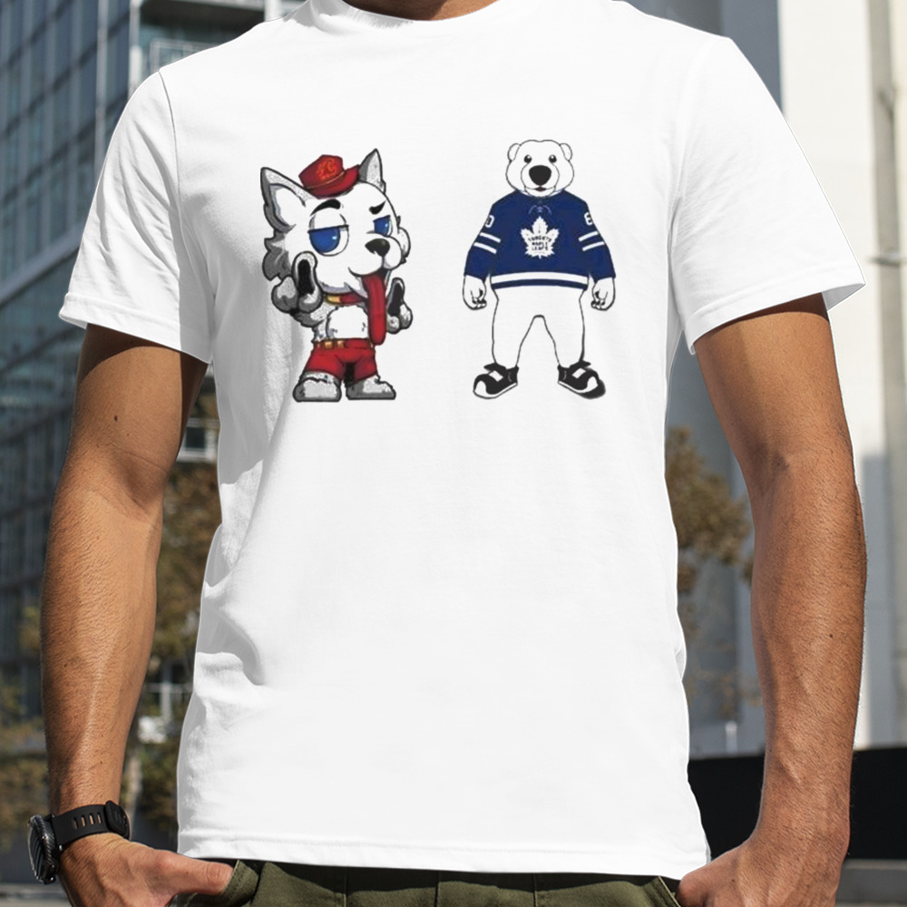 Toronto Maple Leafs VS Calgary Flames NHL 2024 Mascot Cartoon Hockey T-Shirt