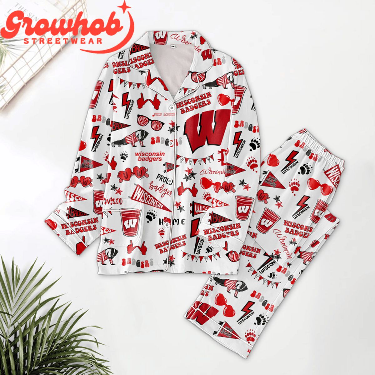 Wisconsin Badgers Fan Sleepwear Polyester Pajamas Set