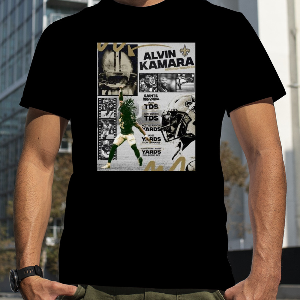 Alvin Kamara Record Breaker Of New Orleans Saints With Many Incredible Stats T-shirt