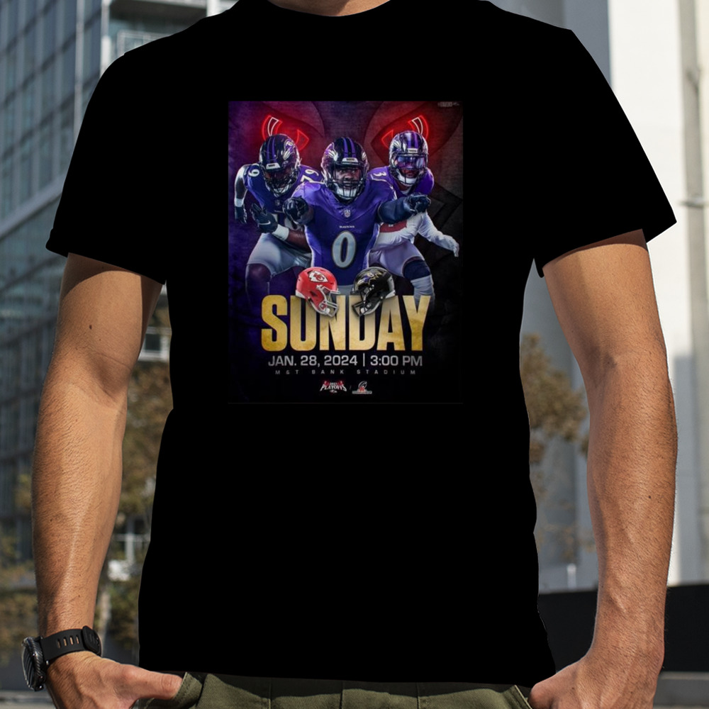 Baltimore Ravens Versus Kansas City Chiefs AFC Championship NFL Playoffs Jan 28th 2024 T-shirt