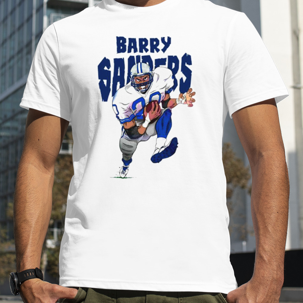 Barry Sanders Detroit Lions football player cartoon shirt