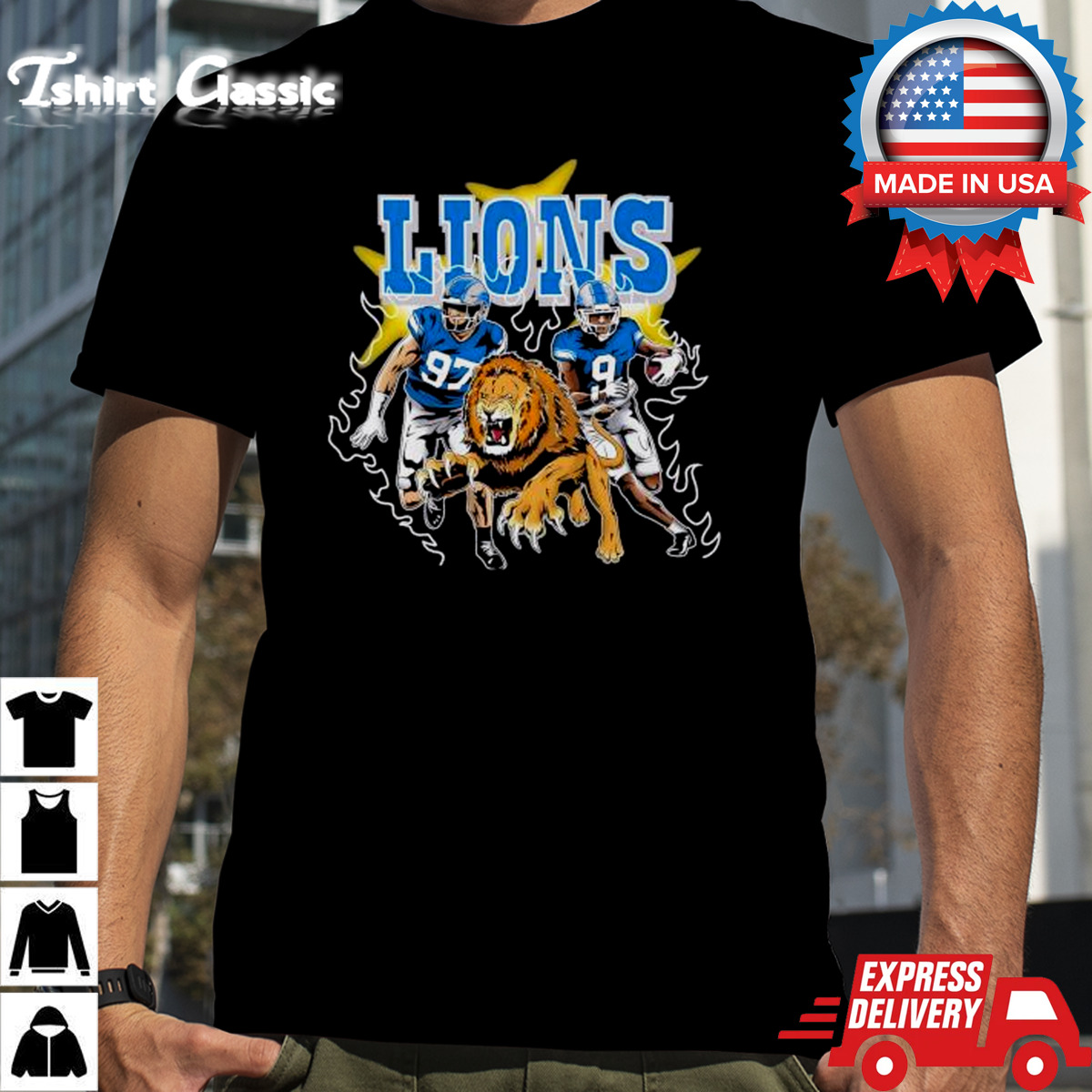 Burning Flame Detroit Football Lions Running Players shirt