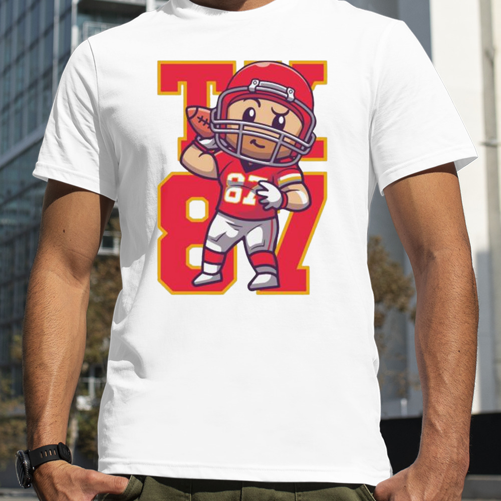 Cartoon Travis Kelce Playing Football 3D shirt