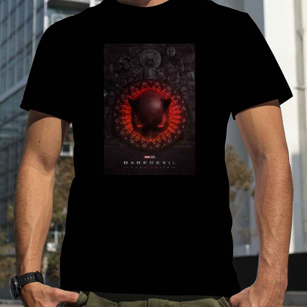 Daredevil Born Again Red Fire Daredevil Mask Skulls T-shirt