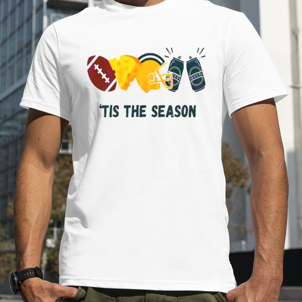 Football Cheese Helmet Beer Green Bay Football Tis The Season shirt