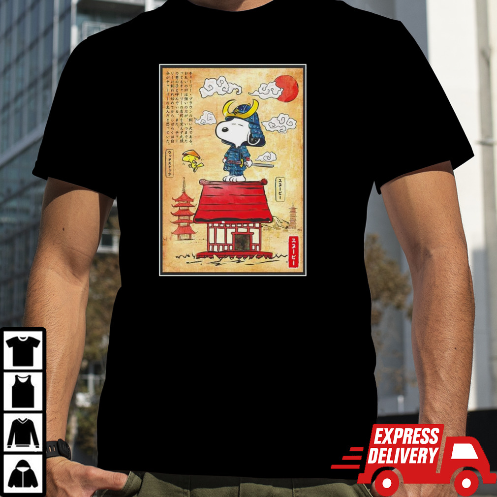 Snoopy and Woodstock Peanuts Beagle Samurai in Japan shirt