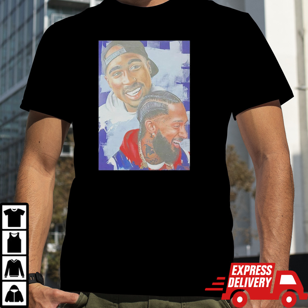 Two legends Nipsey Hussle and Tupac hip hop rapper shirt