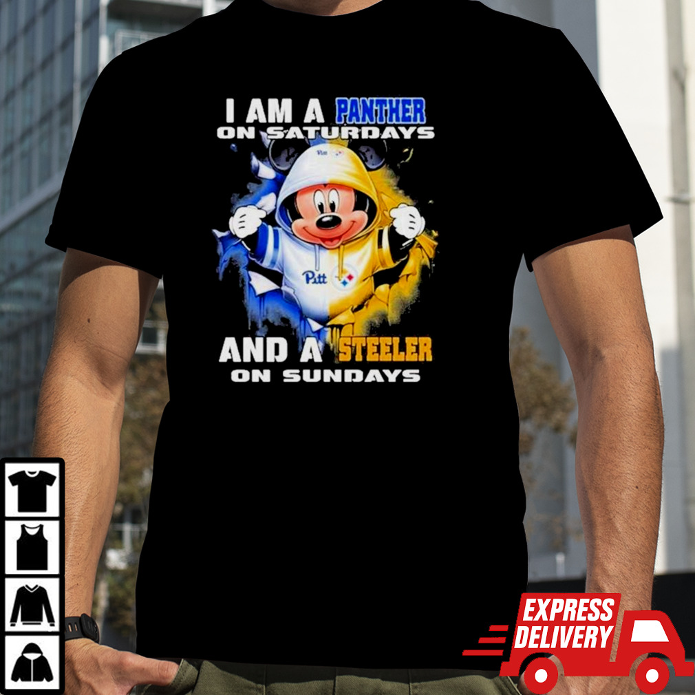 Mickey Mouse I Am A Pittsburgh Panthers On Saturdays And A Pittsburgh Steelers On Sundays T-Shirt